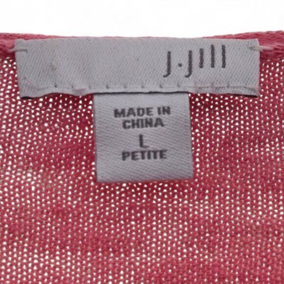 J.Jill Womens Large Lightweight Pink Linen-Cotton Sweater With Button Cuff Detai - Picture 4 of 5